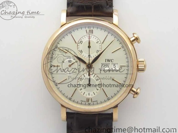 MIROTIME 0102 Efficient Portofino Chrono RG ZF 1:1 Best Edition White Dial on Brown Leather Strap A 7151